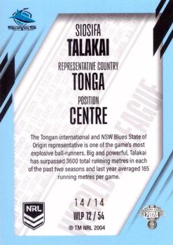 2024 NRL Traders Titanium - World In League Priority #WLP12 Siosifa Talakai Back